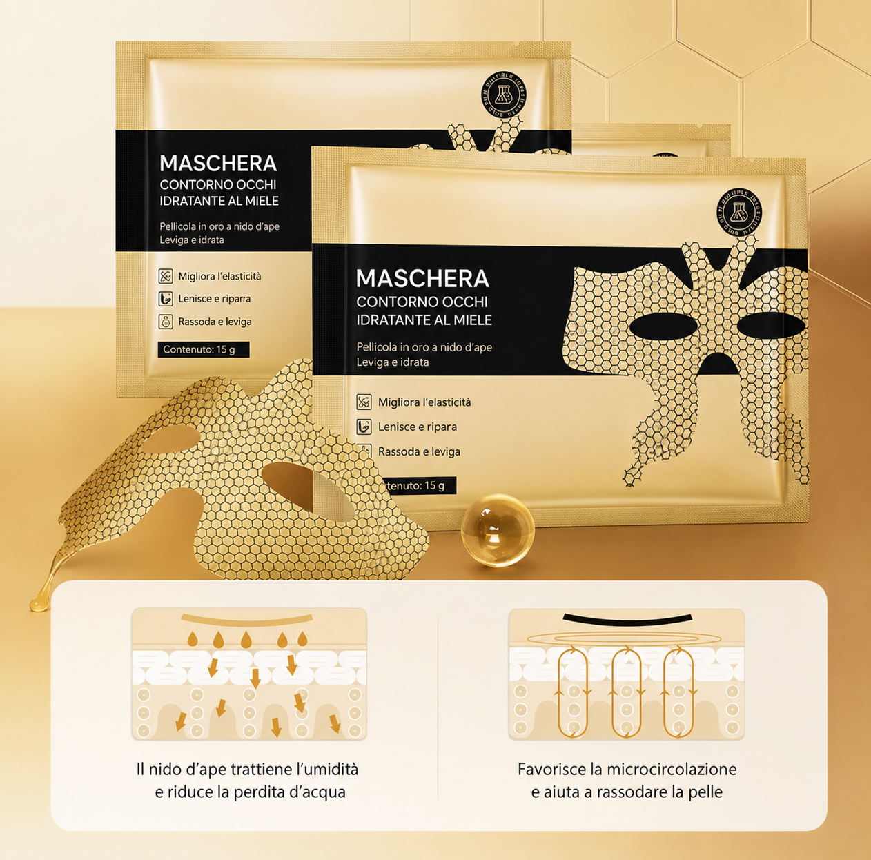 Maschera Collagene Viso 24k (3pc)