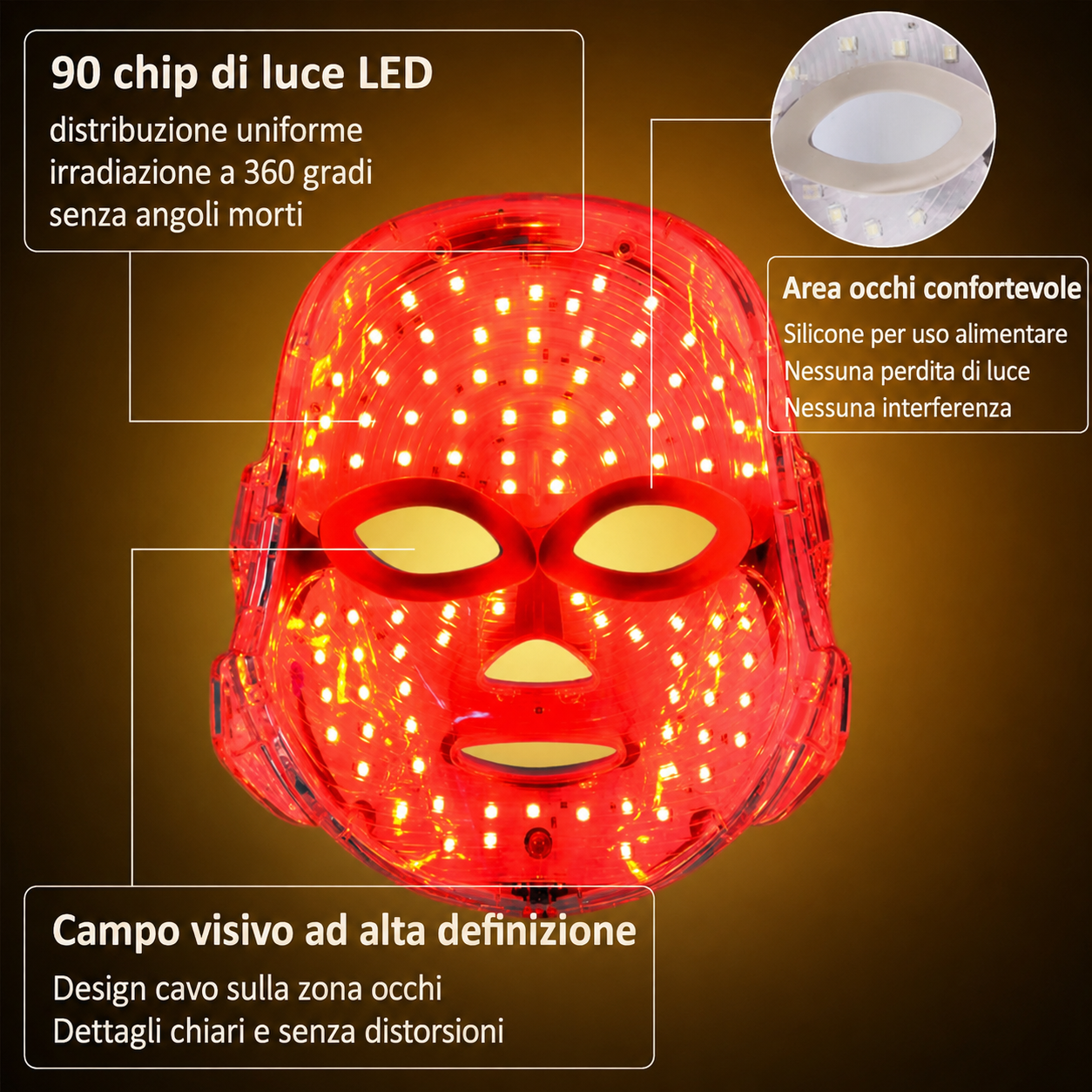MASCHERA LED VISO E COLLO