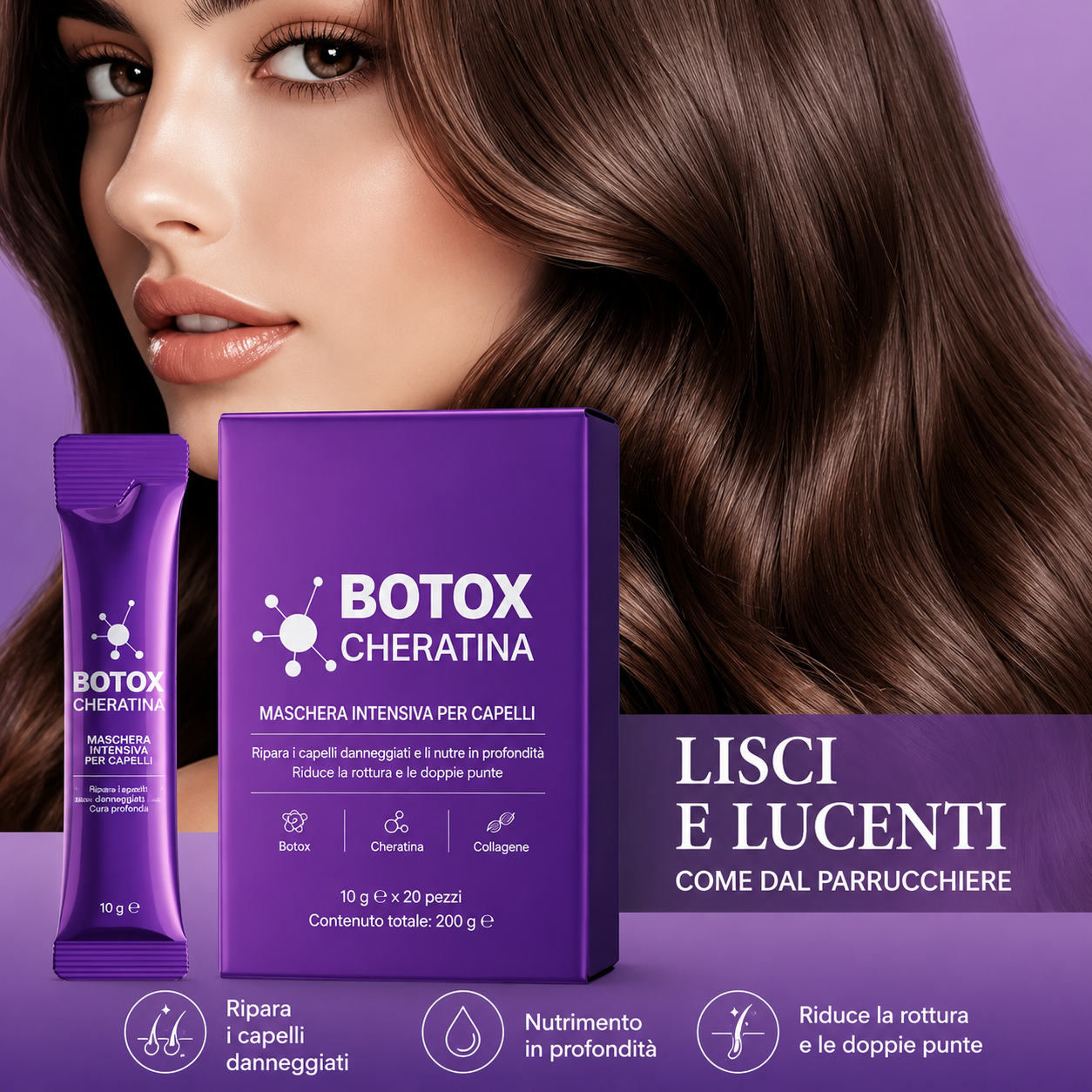 MASCHERA PER CAPELLI BOTOX E CHERATINA (10pcs)