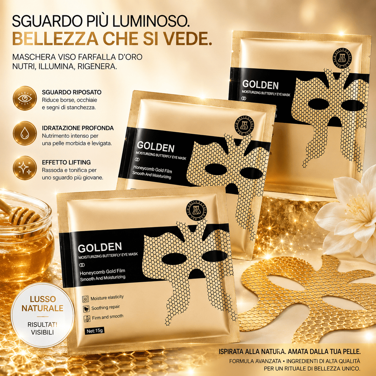 Maschera Collagene Viso 24k (3pc) - Fiocchetto