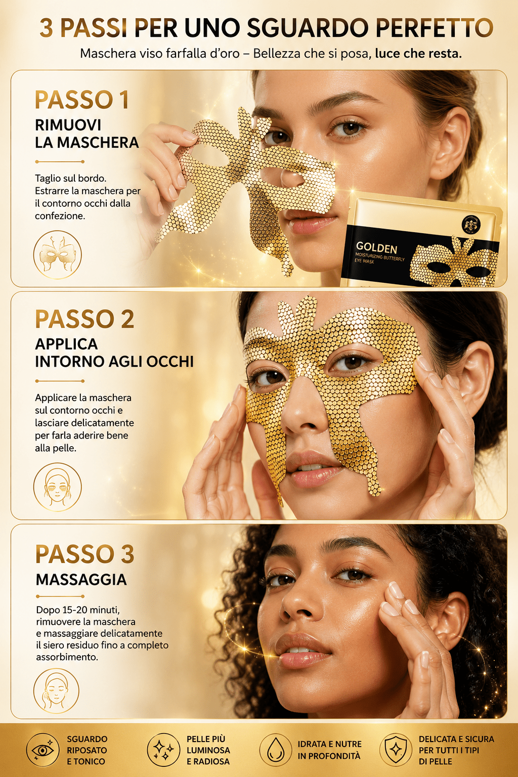 Maschera Collagene Viso 24k (3pc) - Fiocchetto